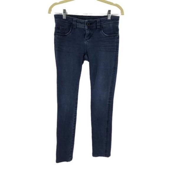 Guess Women's Distressed Low Rise Stretch Denim Skinny Jeans Dark Wash Size 26 - Picture 1 of 5
